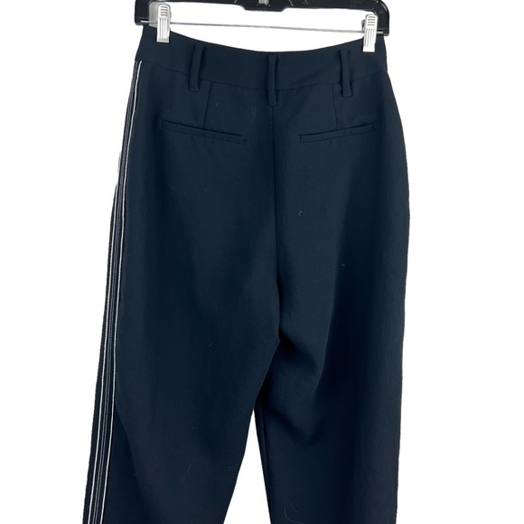 Aritzia Wilfred Black Tie-Front Pant White Striped Sided Trouser Size 8 - Picture 11 of 16